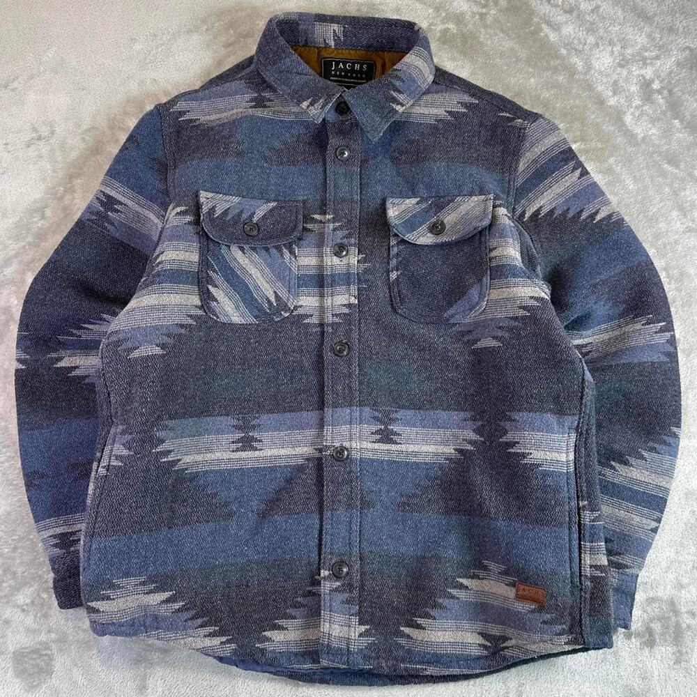 Jachs New York Aztec Flannel Jacket Men's Large Blue Tribal Button Up Shacket